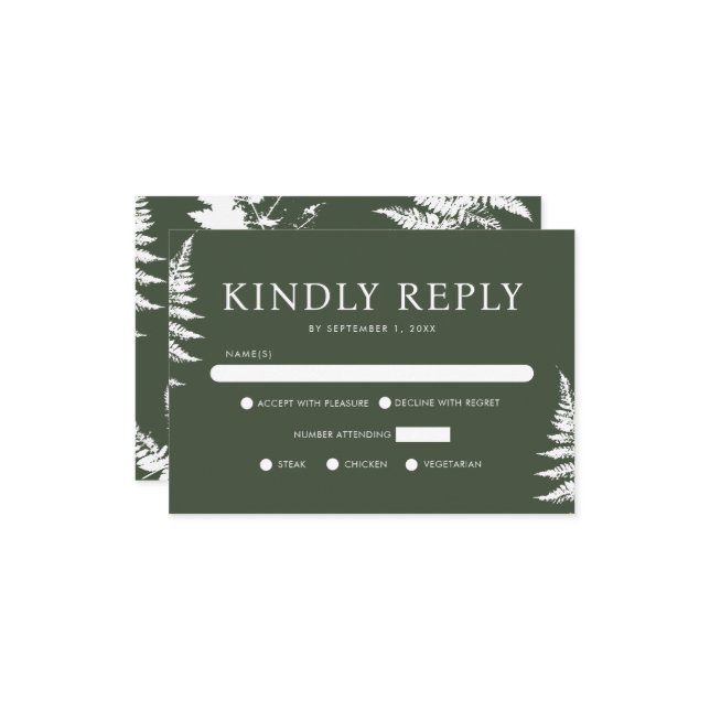 Rustik Watercolor Vild Bröllop Kinely Reply OSA Kort (Fram/Back In Situ)