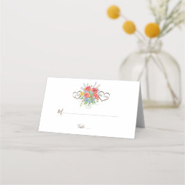 Rustik Watercolor Vild Flowers Bröllop Placeringskort