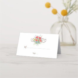 Rustik Watercolor Vild Flowers Bröllop Placeringskort