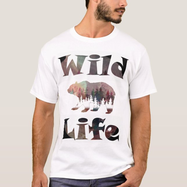 Rustik Watercolor Vilda djur Bear T Shirt (Framsida)
