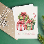 Rustik Watercolor Vintage jul Presenter Anteckningskort<br><div class="desc">Rustic Watercolor Vintage jul Presenter Note Card En enkel, modern och snyggt juldesign helgdag design. Söt Julklapp och helgdag grey utgör denna fantastiska vattenfärgsdesign. Baksidan av detta anteckningskort är en neutralt elfenbensvit med fet helgdag- röd typografi. Meddelandet på det här kortet är anpassade. Anpassa kortet med familjens efternamn. Perfekt till...</div>