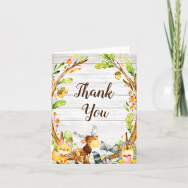 Rustik Watercolor Woodland Animals Baby Shower Tack Kort