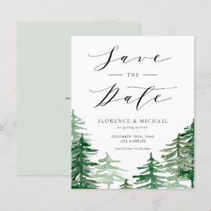 Rustik Watercolor Woodland Forest Spara datumet