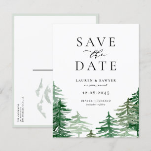 Rustik Watercolor Woodland Forest Spara datumet Meddelande Vykort