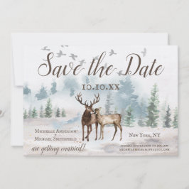 Rustik Watercolor Woodland Mountain Spara datumet