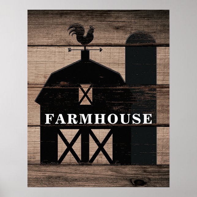 Rustik Weasted Wood Black Barn Land Wall Art Poster (Framsidan)