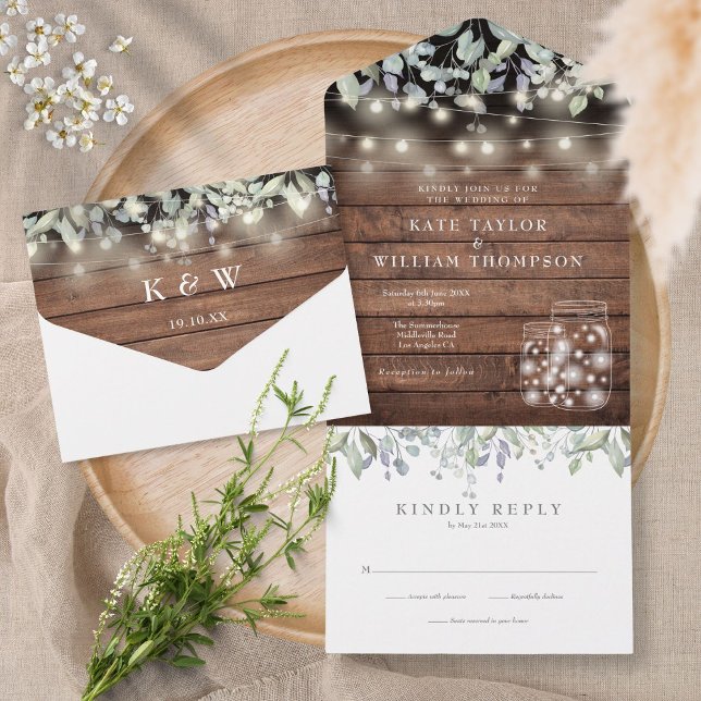 Rustik Wedding med Murklafslyktor och Monogram (Skapare uppladdad)
