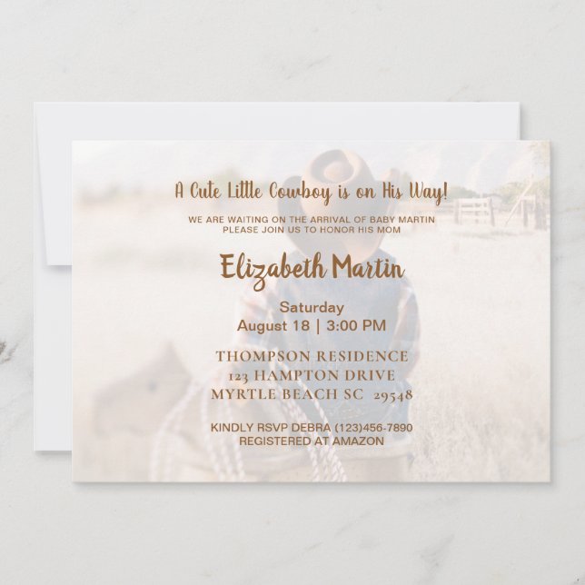 Rustik Western babystölder Inbjudningar (Framsida)