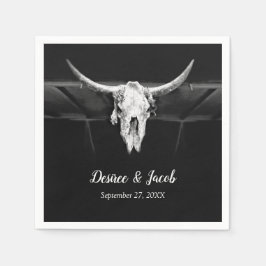 Rustik Western Black and White Bull Skull Bröllop Pappersservett