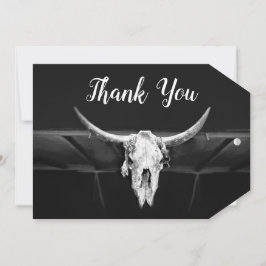 Rustik Western Black and White Bull Skull Bröllop Tack Kort