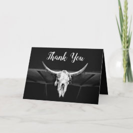 Rustik Western Black and White Bull Skull Bröllop Tack Kort