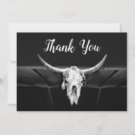 Rustik Western Black and White Bull Skull Bröllop Tack Kort