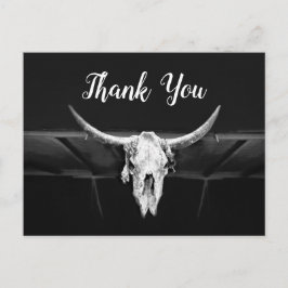 Rustik Western Black and White Bull Skull Bröllop Vykort