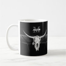 Rustik Western Black and White Bull Skull Monogram