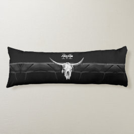 Rustik Western Black and White Bull Skull Monogram Kroppskudde