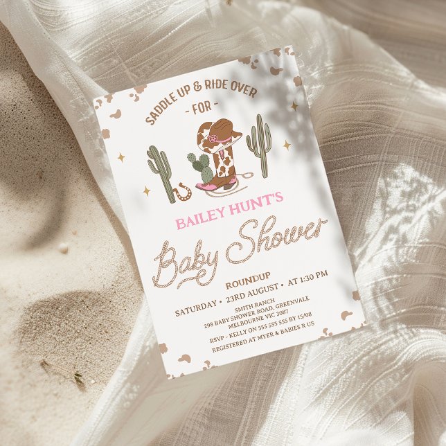 Rustik Western Boot Cowgirl Baby Shower Inbjudningar (Cowgirl Baby Shower Invitation, Western Baby Shower Invitation Girl, Wild West, Southern Country, )