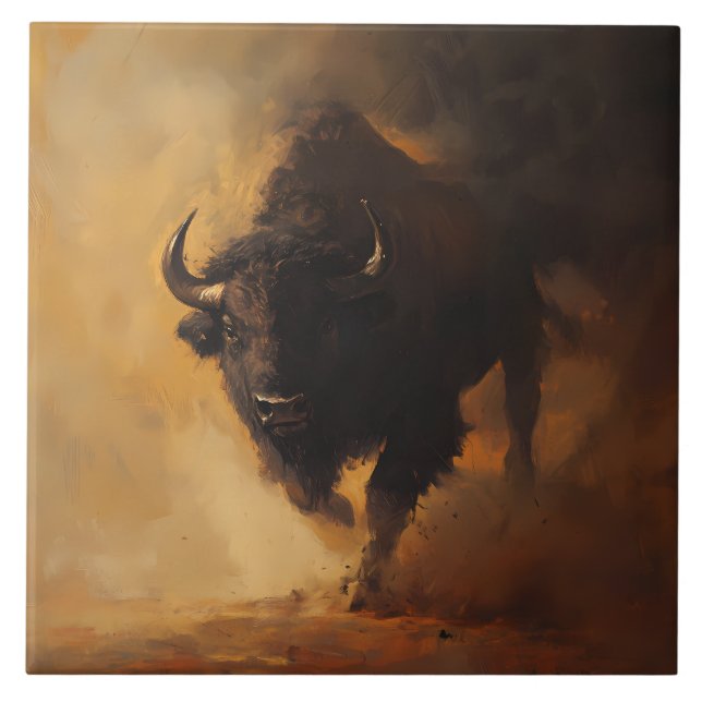 Rustik, Western Buffalo-dekorpanel Kakelplatta (Framsidan)