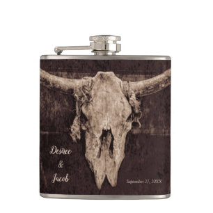 Rustik Western Bull Skull Bröllop Land Struktur Fickplunta