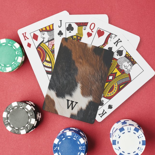 Rustik Western Cow Mönster med Monogram Casinokort (Skapare uppladdad)