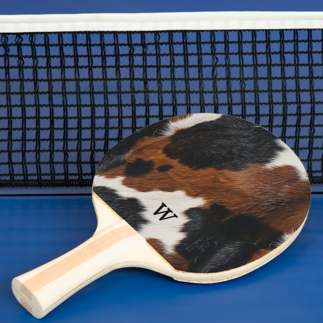 Rustik Western Cow Mönster med Monogram Pingisracket (Insitu)