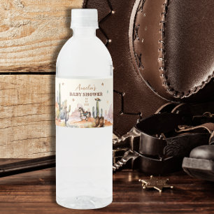 Rustik Western Cowboy Bebis Shower Vattenflaskor Etikett