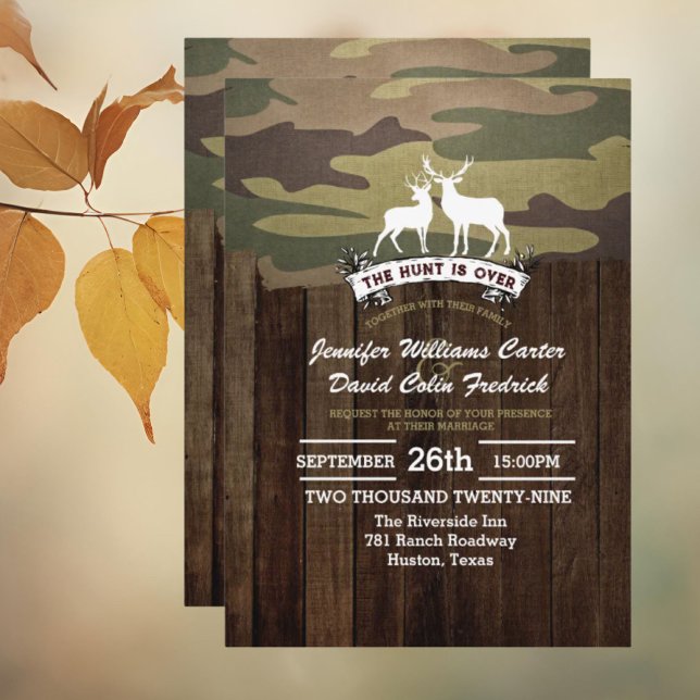 Rustik Western Hunt är över Camouflage Bröllop Inbjudningar (Rustic Western The Hunt Is Over Camouflage Wedding Invitation)