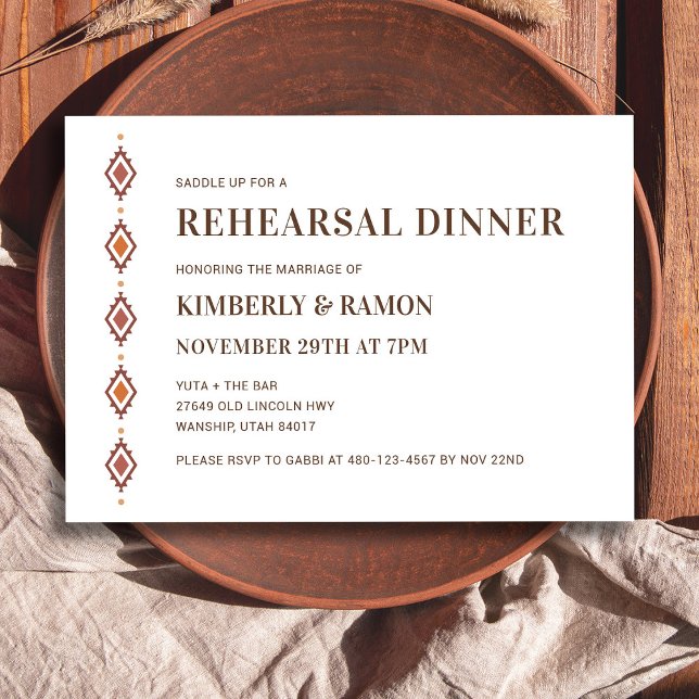 Rustik Western inbjudan till middagsinbjudan (Rustic Western Rehearsal Dinner Invitation)