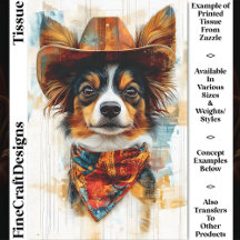Rustik Western Papillon Hund, Hat DD9 Decoupage