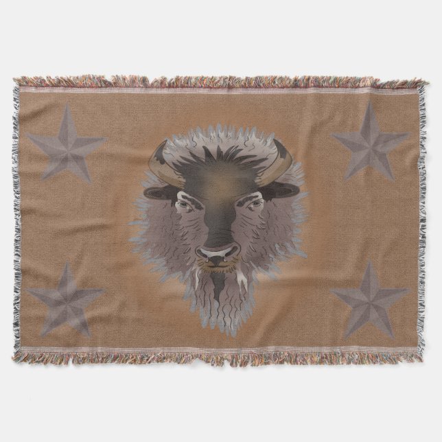 Rustik Western Plains Bison Throw Blanket Filt (Framsidan)