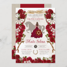 Rustik Western Röd ros Blommigt Charro Quinceanera