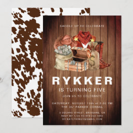 Rustik Western Rodeo Cowboy Födelsedagsfest Inbjudningar