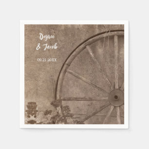 Rustik Western seia Tone Land Wagon Wheel Pappersservett