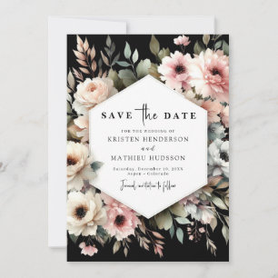 Rustik Whimsy Rosa Blommig Bröllop Spara Datumet