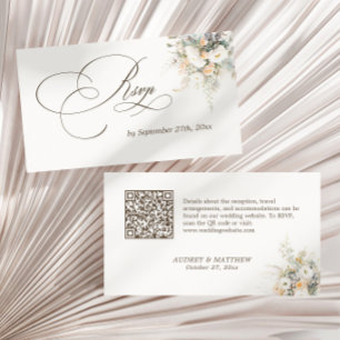 Rustik White Blooms Bröllop OSA QR-kod Tilläggskort