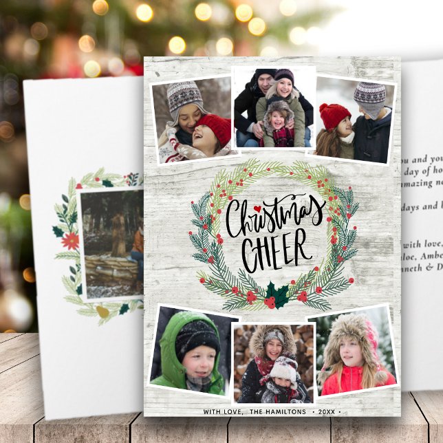 Rustik White Wood Photo Collage Blommigt Wand Kort (Skapare uppladdad)