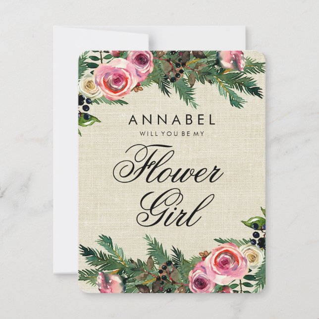 Rustik Winter Burlap, blir du min nos? Inbjudningar (Framsida)