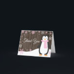 Rustik Winter Penguin Snowflake Rosa Tack Kort<br><div class="desc">Rustik Winter Penguin Snowflake-Rosa - tack</div>