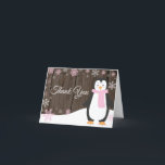 Rustik Winter Penguin Snowflake Rosa Tack Kort<br><div class="desc">Rustik Winter Penguin Snowflake-Rosa - tack</div>
