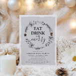 Rustik Winter Wearing-jul Party Inbjudningar<br><div class="desc">Inbjudan vänner, familj eller kolleger som firar julhelgen med de här elegant julklapparna. Utformningen innehåller dina händelsedetaljer i svart text i chic, med en vattenfärgad illustration av en botanisk skorstenskrig och typografin "Ät dryck och vara Merry". Anpassa den här elegantens inbjudan med din händelsetyp, skapar den perfekt för party, helgdag,...</div>