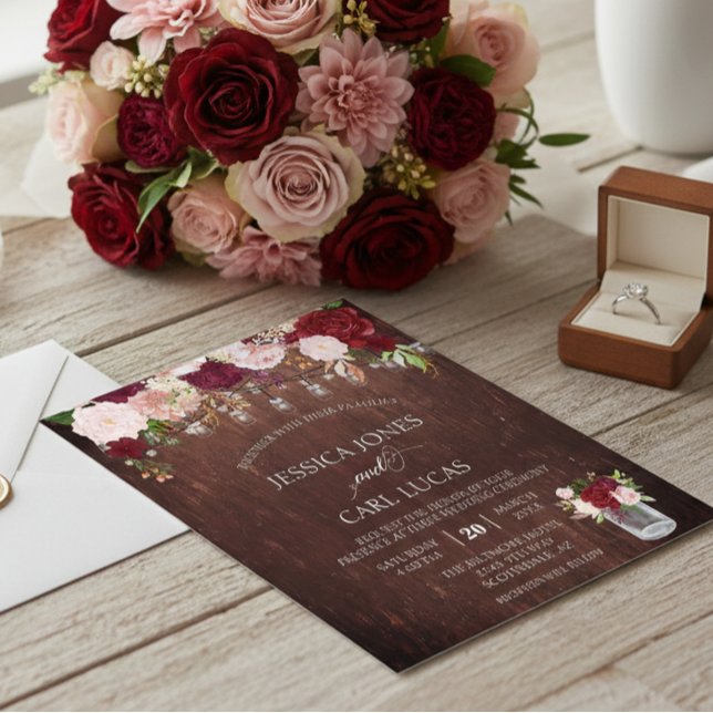 Rustik Wood Burgundy  Rosa ros budget Burk Flygblad (Skapare uppladdad)