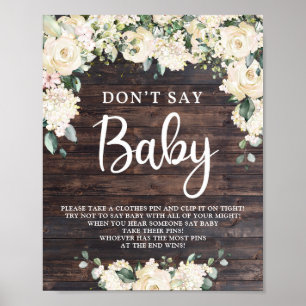 Rustik wood greenery boho säger inte baby poster