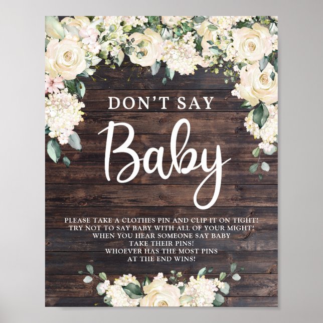 Rustik wood greenery boho säger inte baby poster (Framsidan)
