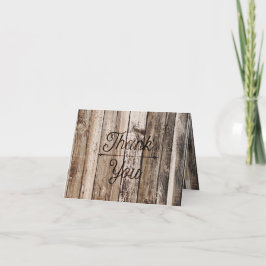 Rustik Wood Planks Hjärtklåda Tack för kortet