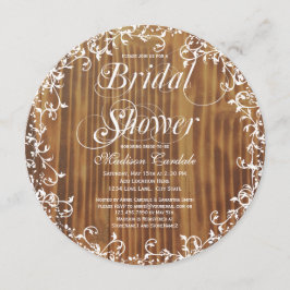 Rustik Wood Swirls Round Inbjudningskort för möhip