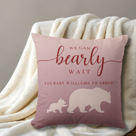 Rustik Woodland Bear Baby Shower Rosa Dekorativ ku Kudde