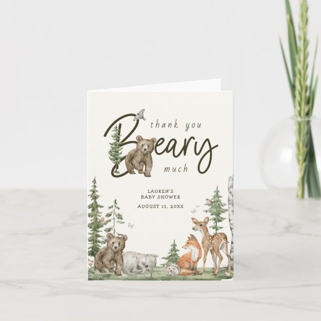 Rustik Woodland Bear Baby Shower Tack för ditt kor (Framsida)