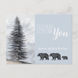 Rustik Woodland Bear Family Baby Shower Tack Vykort