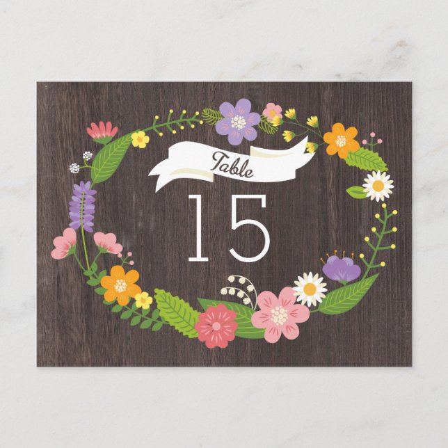 Rustik Woodland Bohemian Blommigt Utandning Bröllo Vykort (Framsida)