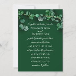 Rustik Woodland Bröllop Eucalyptus Grönt Unik Inbjudningar