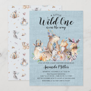 Rustik Woodland Friends Vild 1 Babyskåda Inbjudningar